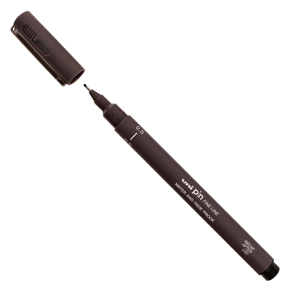 UniPin Fineliner, 0.5mm, Dark Grey - Single Pen DAPFLDG - Seawhite of Brighton Ltd