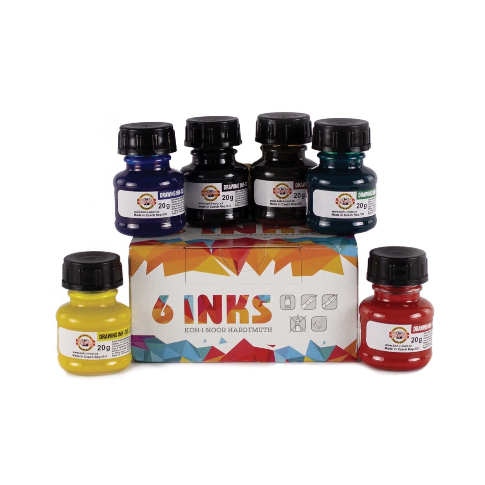 KohiNoor Drawing Ink Set x6 bottles Seawhite of Brighton Ltd